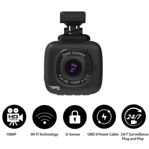 Compact 1080P Full HD Dash Cam Wi-Fi Car Security Camera 2.0 Inch Screen G-Sensor OBD2 Power Cable for 24H Parking Surveillance