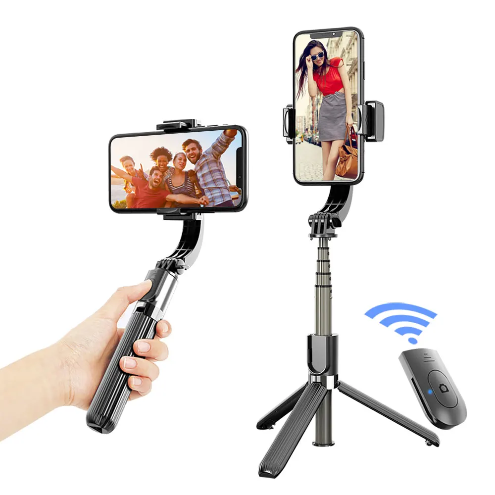 Bluetooth gimbal selfie rod tripod remote control wiggle-proof folding travel photo selfie shooting 360 degree rotation