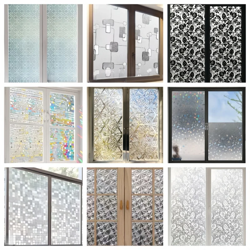

Heat Control Anti UV Privacy Window Film Static Cling Rainbow Glass Door Film 3D Vinyl Window Decal Stickers for Home Bathroom