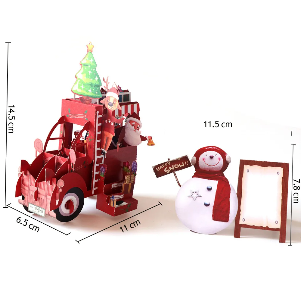 Top Quality New 3D Christmas Greeting Card Creative Pop Up Hand-Made Cards Colorful Christmas Holiday Thanksgiving New Year Card