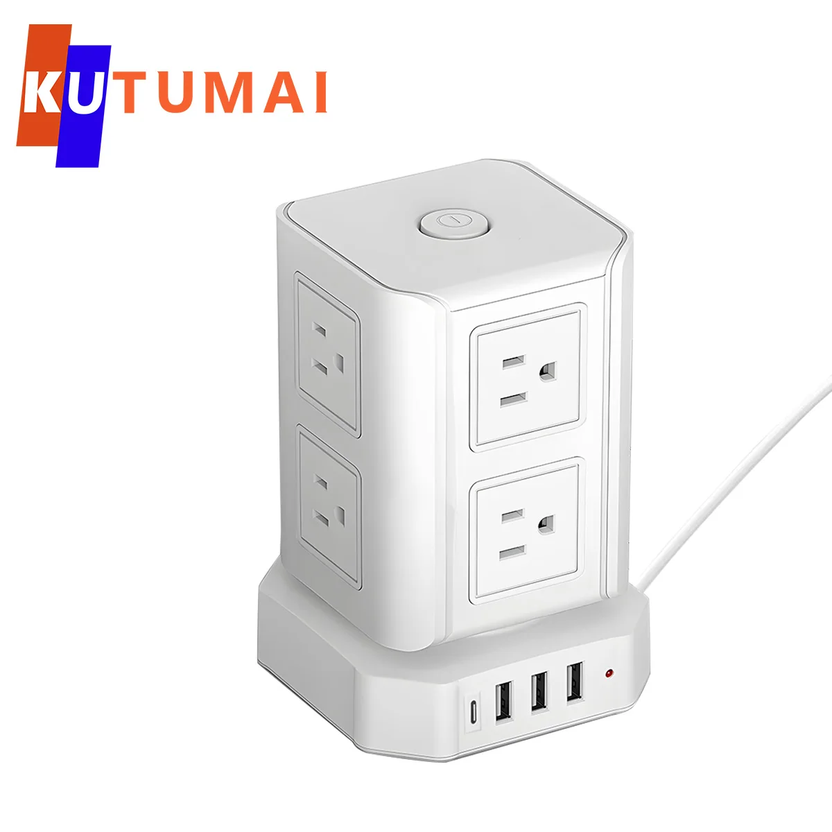 Power Strip Tower 8 Socket 4USB Ports Fast Charging Multiple Electrical Socket Surge Protector 6.5Ft Extension Cable US For Home