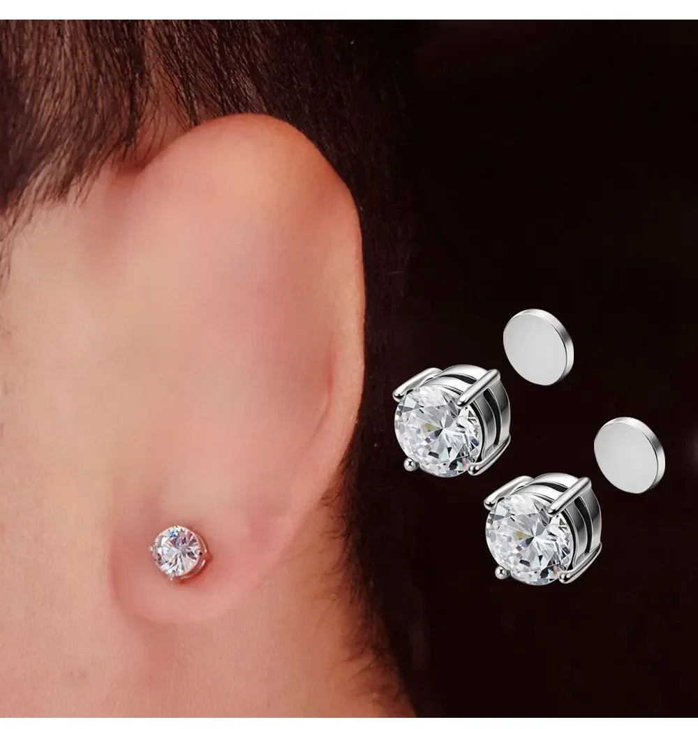 2 SZTUK Magnetyczne klipsy do uszu Kolczyki sztyfty bez przekłuwania Silny magnes Fałszywy piercing Kobiety Mężczyźni Biżuteria Klipsy Kolczyki dla dzieci Dziewczynki — zdjęcie 2