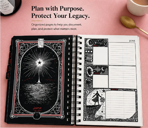 2026 Planner Daily Journal, Astrology Moon Phase Planner, Spiral Bound Celestial Notebook, Vintage Gothic Schedule Book