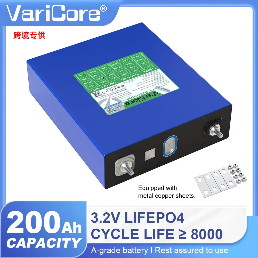 VariCore 3.2V 200Ah LiFePO4-batterij grote cel voor wind-/zonne-energie, motorfietsen, campers en kamperen