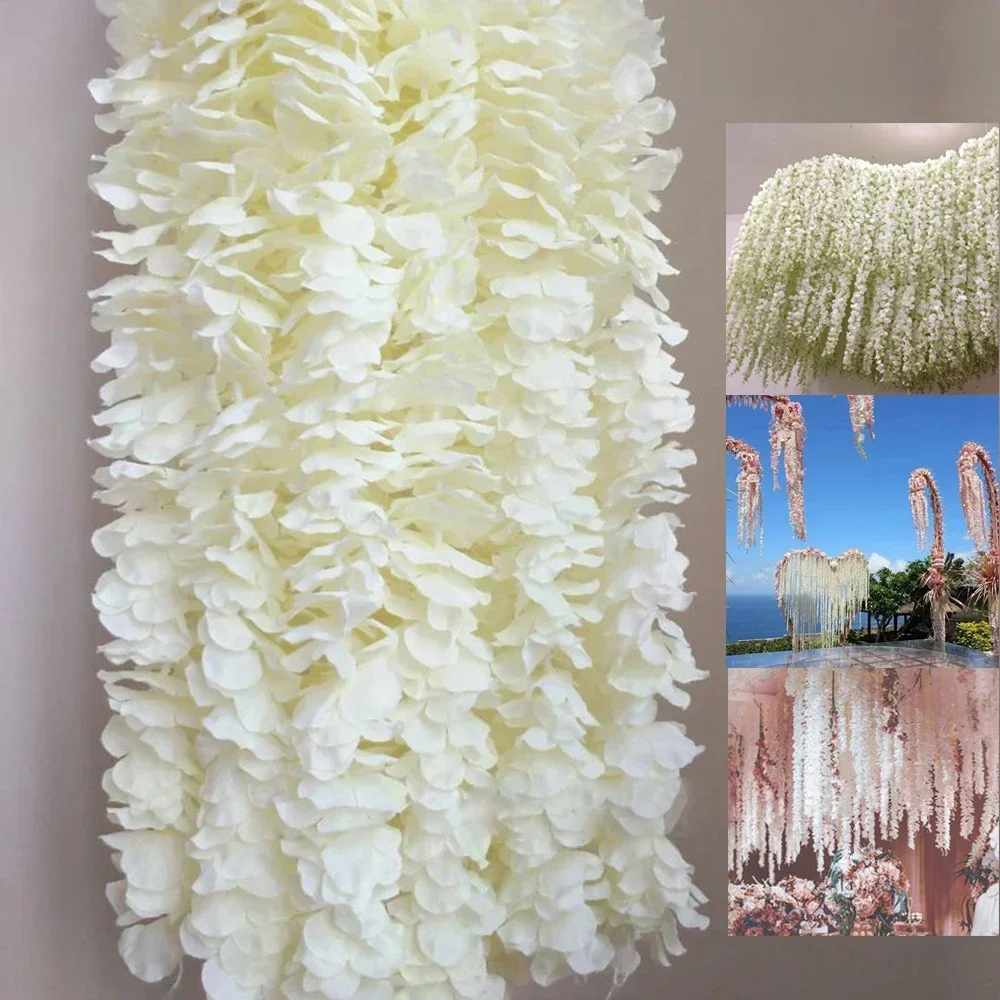 20/40 Stuks Kunstmatige Blauweregen Bloemen Opknoping Garland Vine Rotan Nep Bloem String Zijden Bloemen Huis Tuin Bruiloft decoratie - afbeelding 2