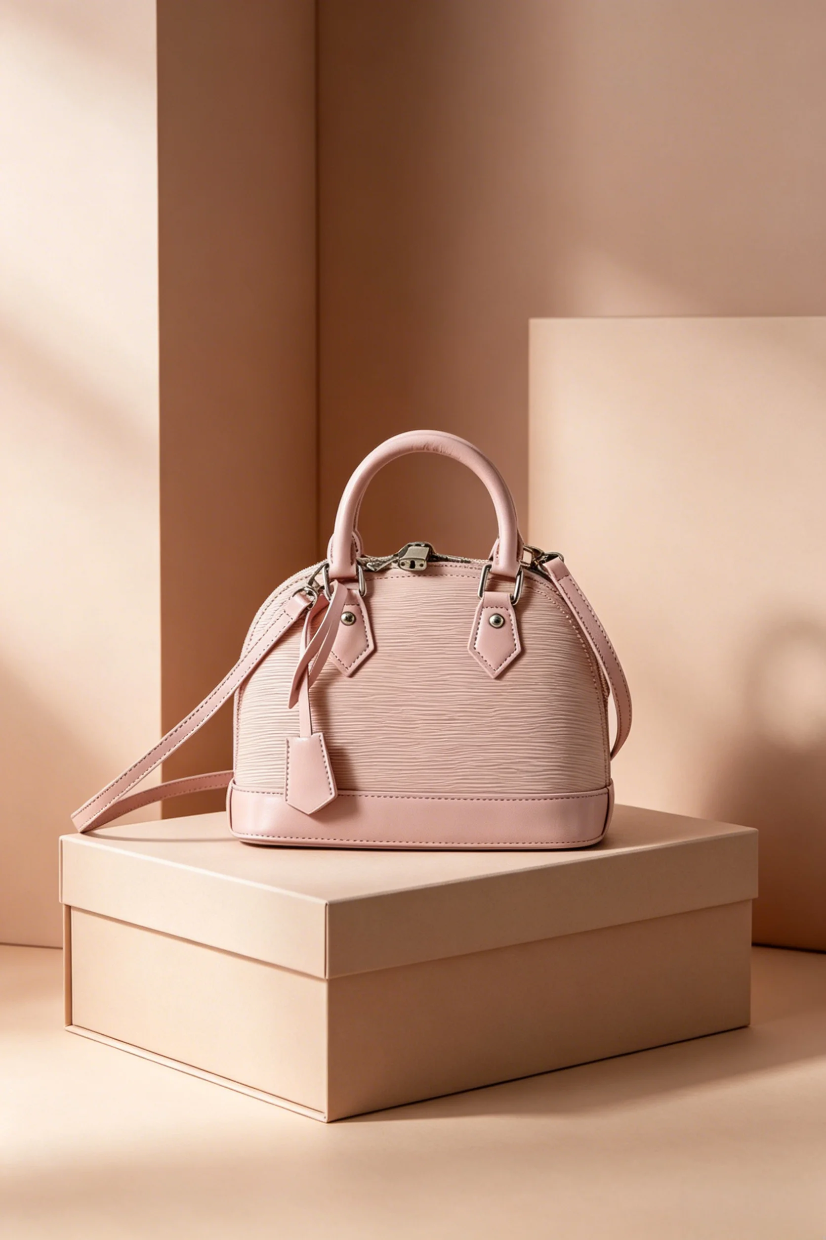 

2026 Fashion New Women's Bag 25X19X12CM Portable Pink PU Shell Leather Bag with Shoulder Strap Crossbody Bag No Box