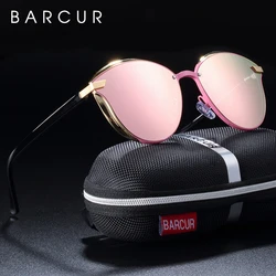 BARCUR di Lusso Occhiali Da Sole Polarizzati Donne occhiali da Sole Rotondi glassess Delle Signore occhiali da sole lunette de soleil femme