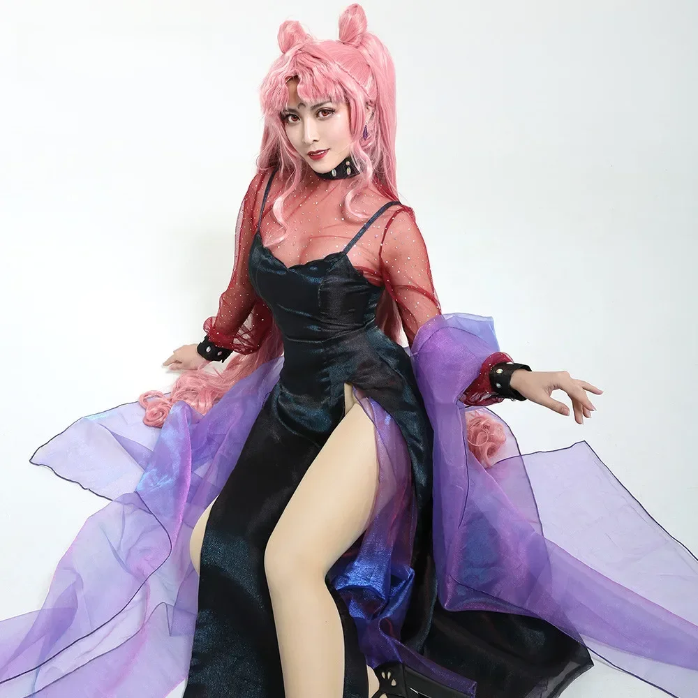 Kobiety Goth Black Lady Chibiusa Cosplay Costume Dress Women Halloween Outfit — zdjęcie 2