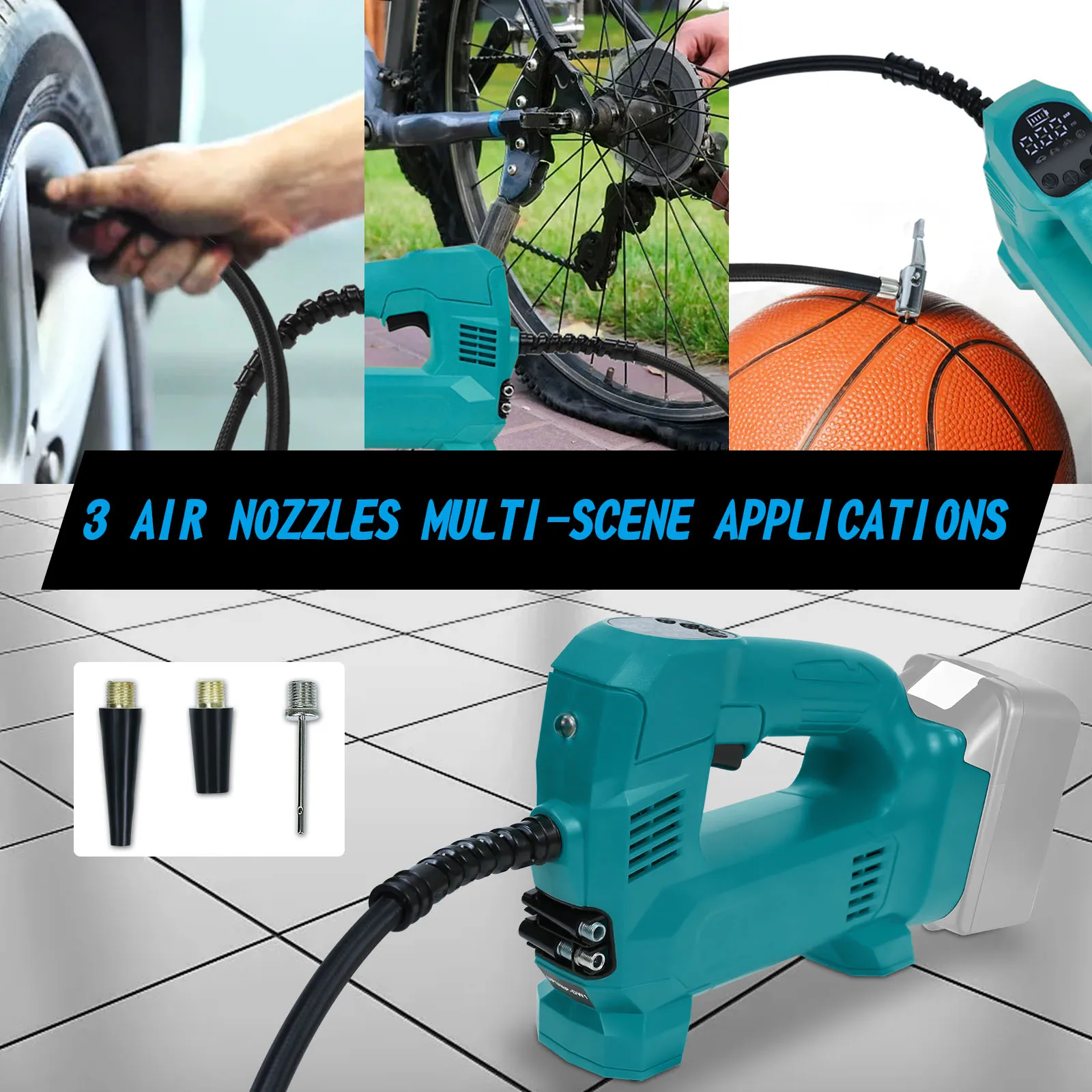 منفاخ إطارات لاسلكي ضاغط هواء محمول 150 رطل لكل بوصة مربعة مع مقياس ضغط رقمي لبطارية ماكيتا 18 فولت (بدون بطارية)