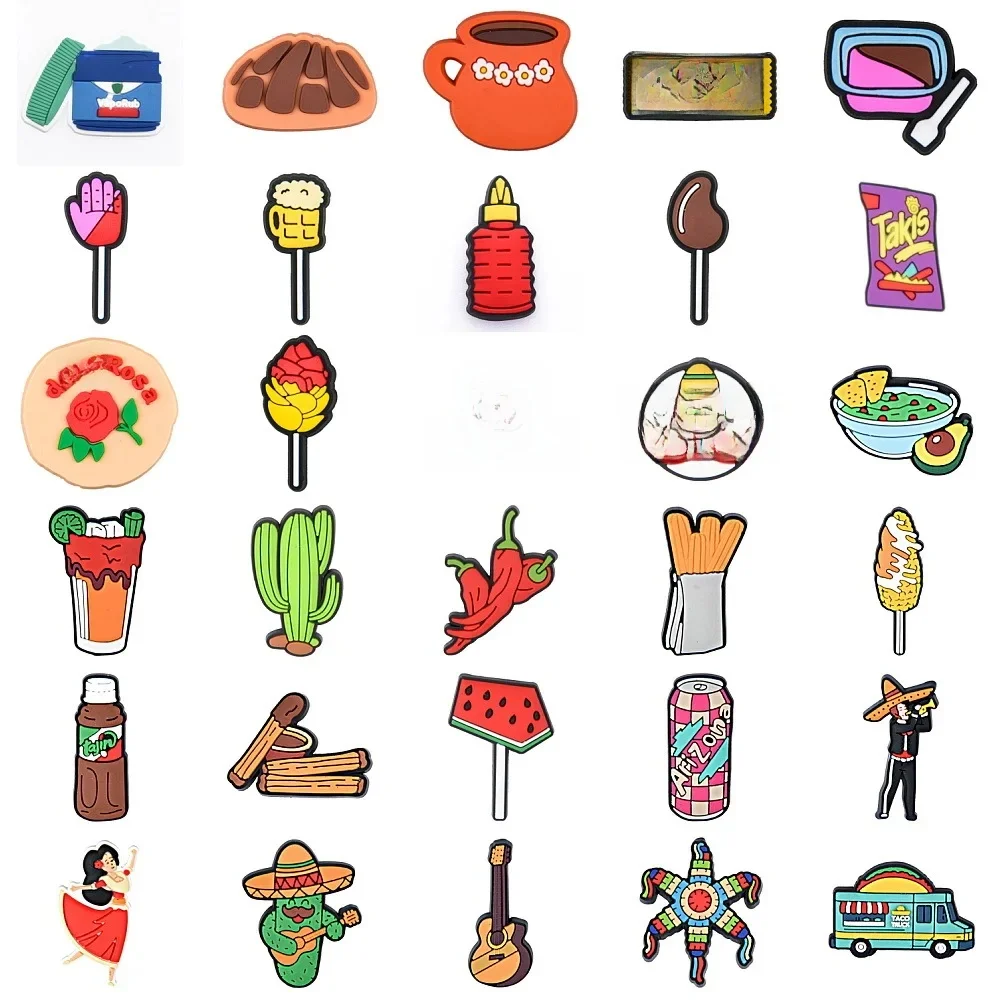 Breloques de chaussures du mexique, décorations de chaussures de jardin, accessoires à boucle pour bracelet, cadeaux pour enfants, adultes et garçons