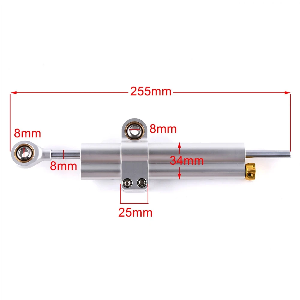 255MM Universal Motorcycle Aluminum Adjustable Stabilizer Steering Damper for Yamaha Honda Kawasaki Suzuki Ducati Triumph BMW