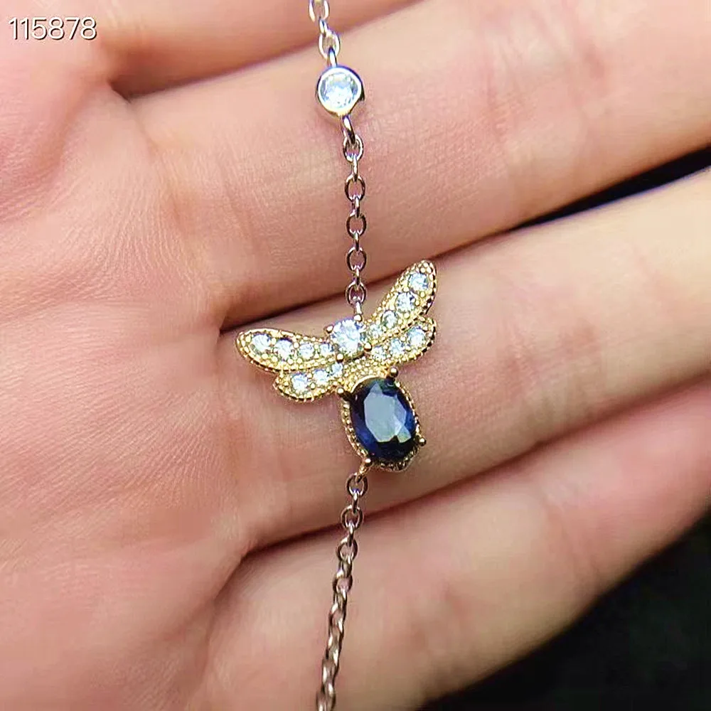 

KJJEAXCMY изысканные ювелирные изделия из стерлингового серебра 925 пробы с инкрустацией натуральным сапфиром для девочек, новый элегантный браслет на руку, тест на поддержку в китайском стиле