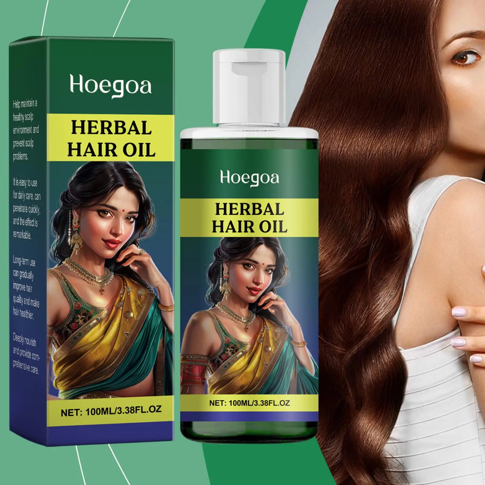 

Hoegoa 100 мл травяное масло для ухода за волосами, нежное питание кожи головы, улучшение сухости, секущиеся концы, восстановление ломкости волос, травяное масло для гладких волос