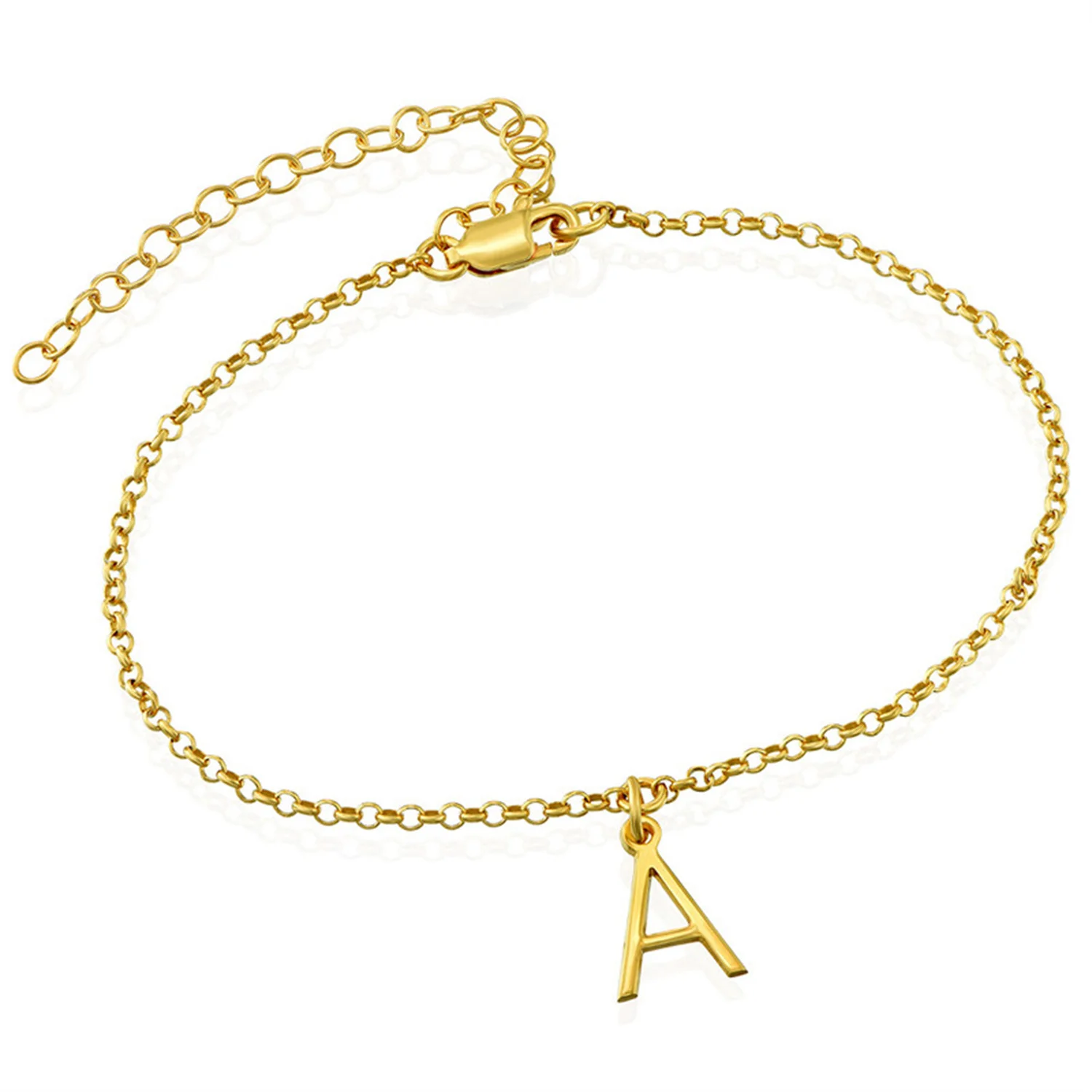 Bracelet de cheville avec initiales de l'alphabet pour femme, bijou de haute qualité, en acier inoxydable, chaîne plaquée or, avec nom, 26 A-Z