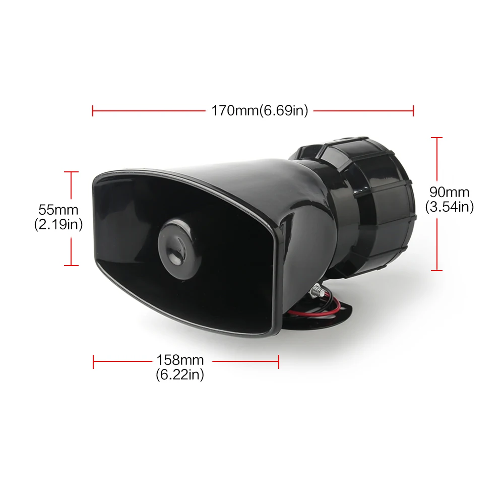 5/7 Sound Car Alarm Horn DC 12V 100W 125dB with MIC Loud Motorcycle Siren Vehicle SUV Warning Loudspeaker Plastic Police Firemen