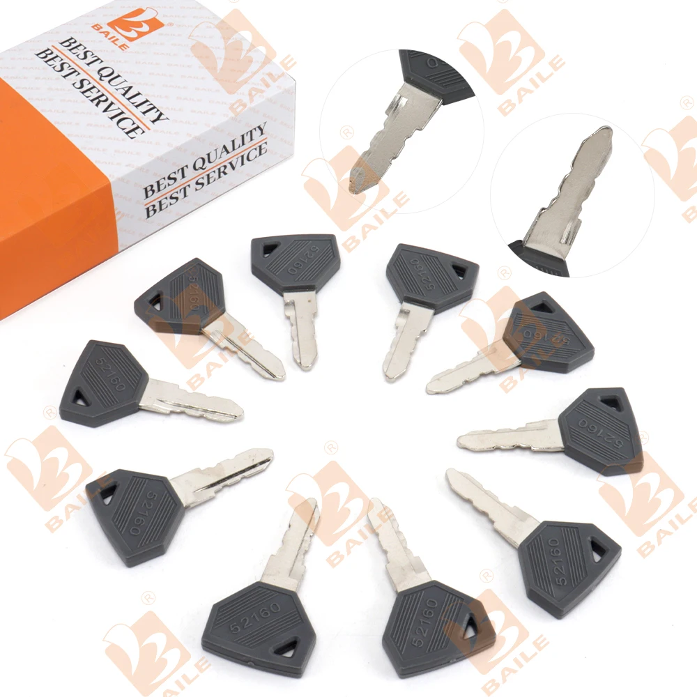 10PCS Lgnition Keys 198360-52160 For Yanmar Excavator Grader Dozer SC2400 SC2450 EX2900 John Deere Tractor Ignition Key 2 s