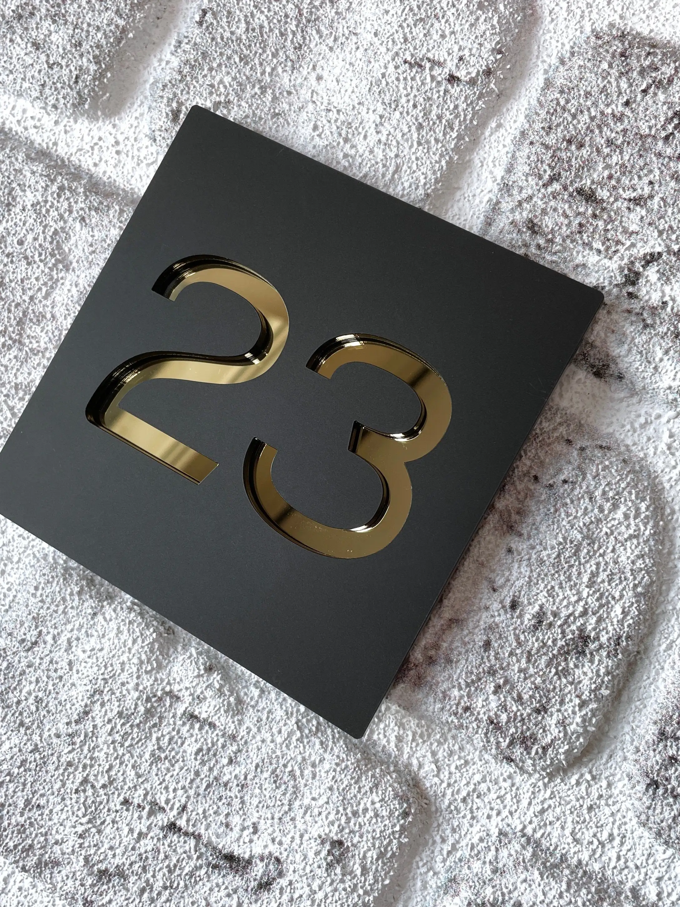 

House Number Plaque Premium 3D effect Matt Black Acrylic Sign Floating House Sign Door Number 110 x 110 mm