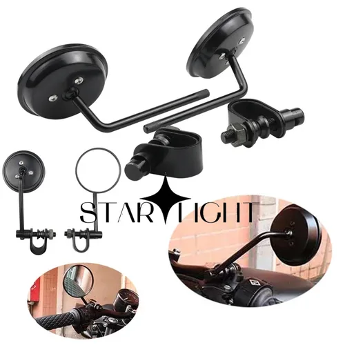 Imagen 2 del producto Espejo retrovisor lateral con abrazadera para motocicleta, espejo retrovisor redondo con Clip para manillar, para cruceros universales, bicicleta deportiva