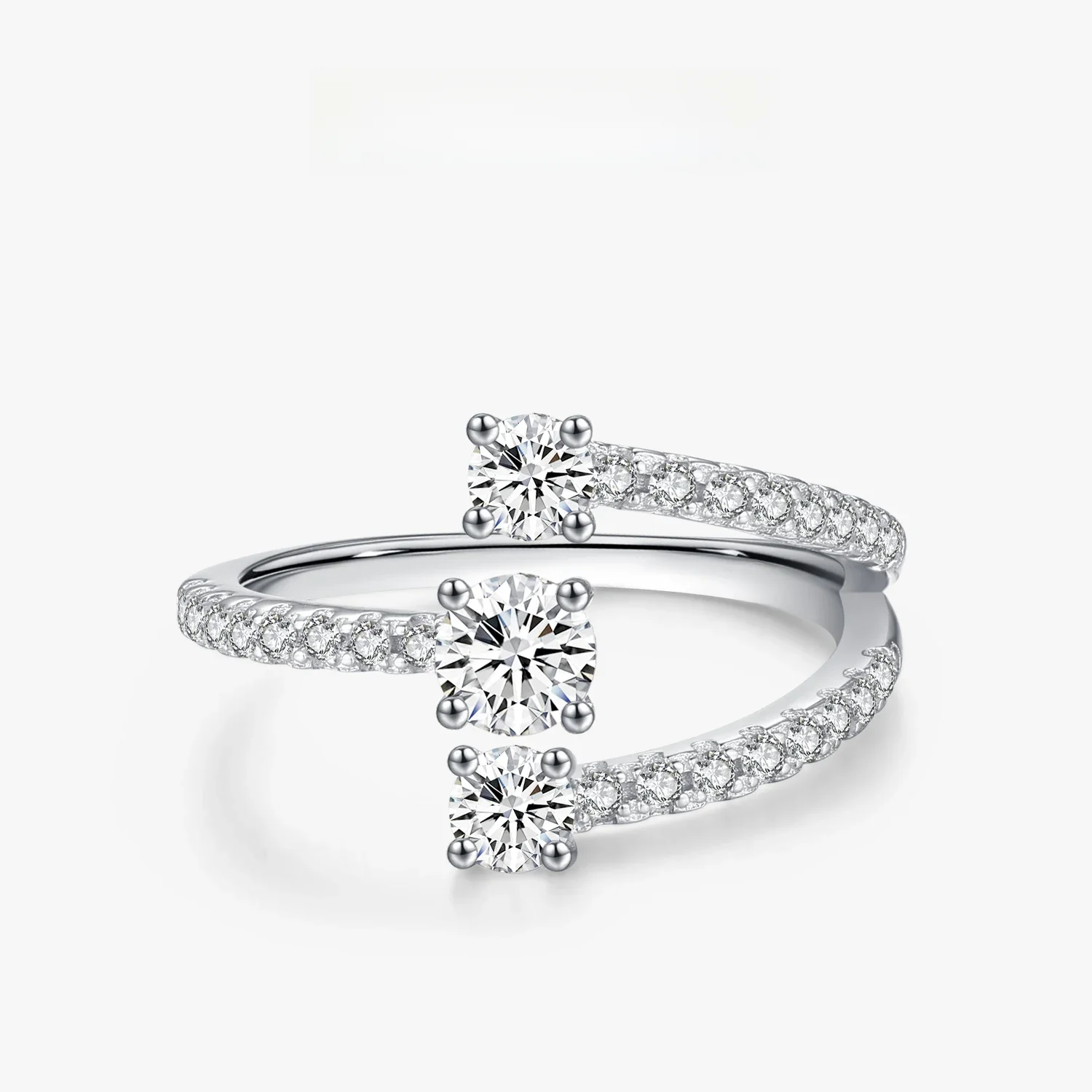 Ailmay 925 Sterling Silver Fashion Geometric Design Zirconia Pierścionki na palec dla kobiet Ślubne akcesoria zaręczynowe Drobna biżuteria — zdjęcie 2