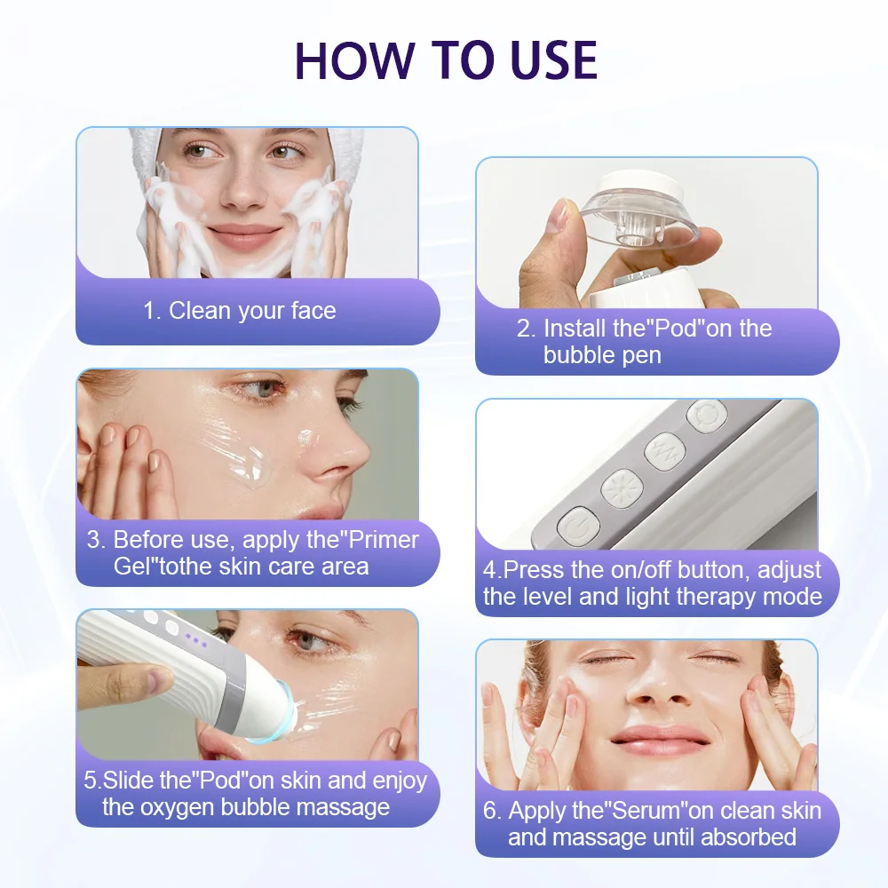 Machine de nettoyage du visage à bulles d'oxygène 4 en 1, nettoyeur de pores en profondeur, dispositif de beauté de la peau pour le soin du visage à domicile