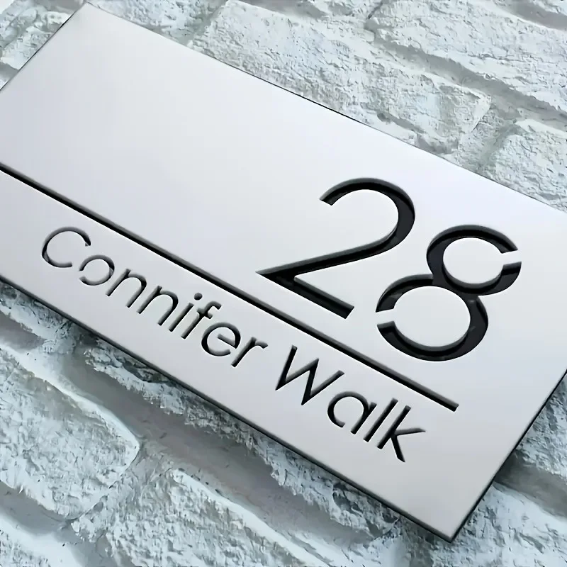 Customizable Home Decor Laser-Cut Acrylic Door Signage - Modern Address Signage with Digital Street, Residential and Commercial image 5