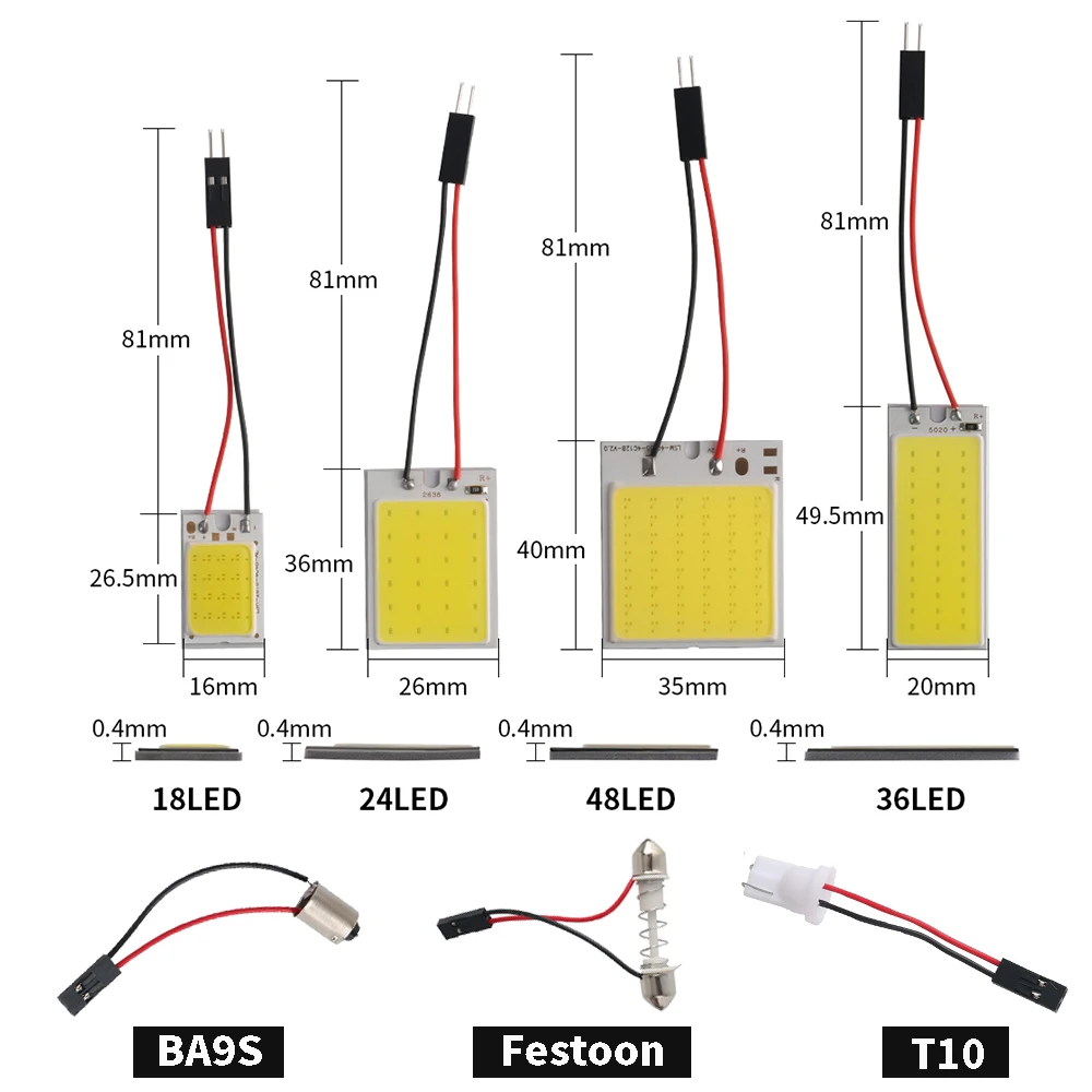 

1pcs Festoon LED COB Signal Bulbs 16mm 20mm 26mm 35mm C5W BA9S Car Interior LED Reading Lights T10 White Dome License Plate Lamp
