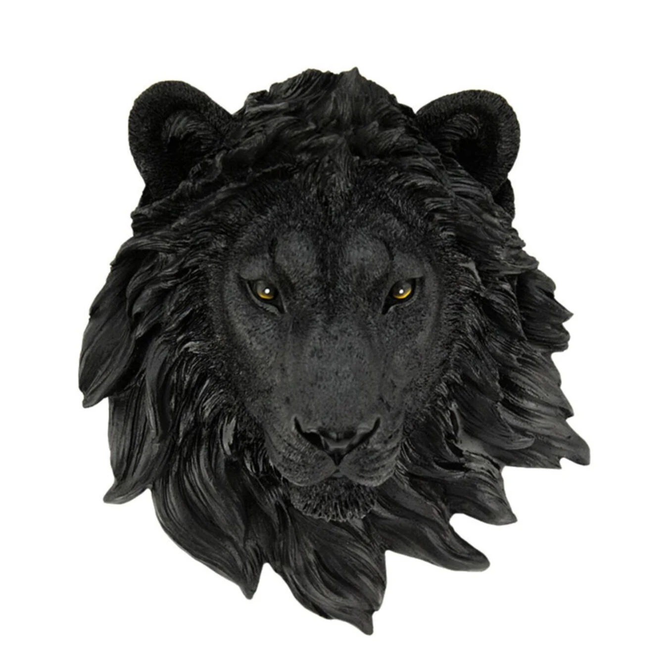 Lion Head Wall Mounted Art Sculpture Wall Ornament Design Animal Wall Decoration Home Decor Black 23x9,5x19 Cm