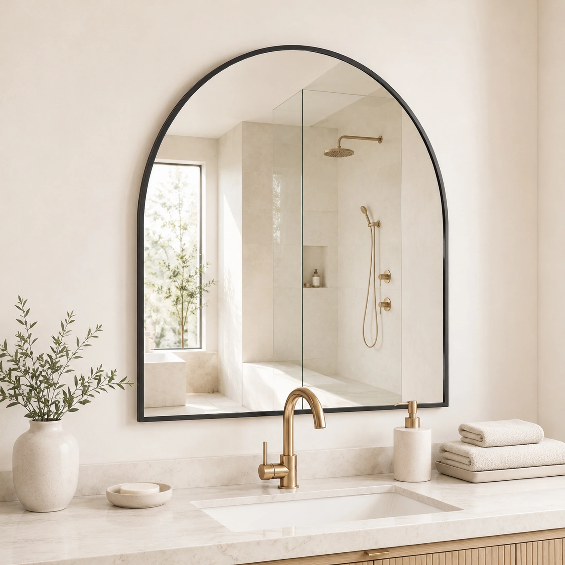 JHK 30x38 Inch Arched Wall Mirror, Modern Bathroom Vanity Mirror for Entryway, Bedroom and Over Sink Decor