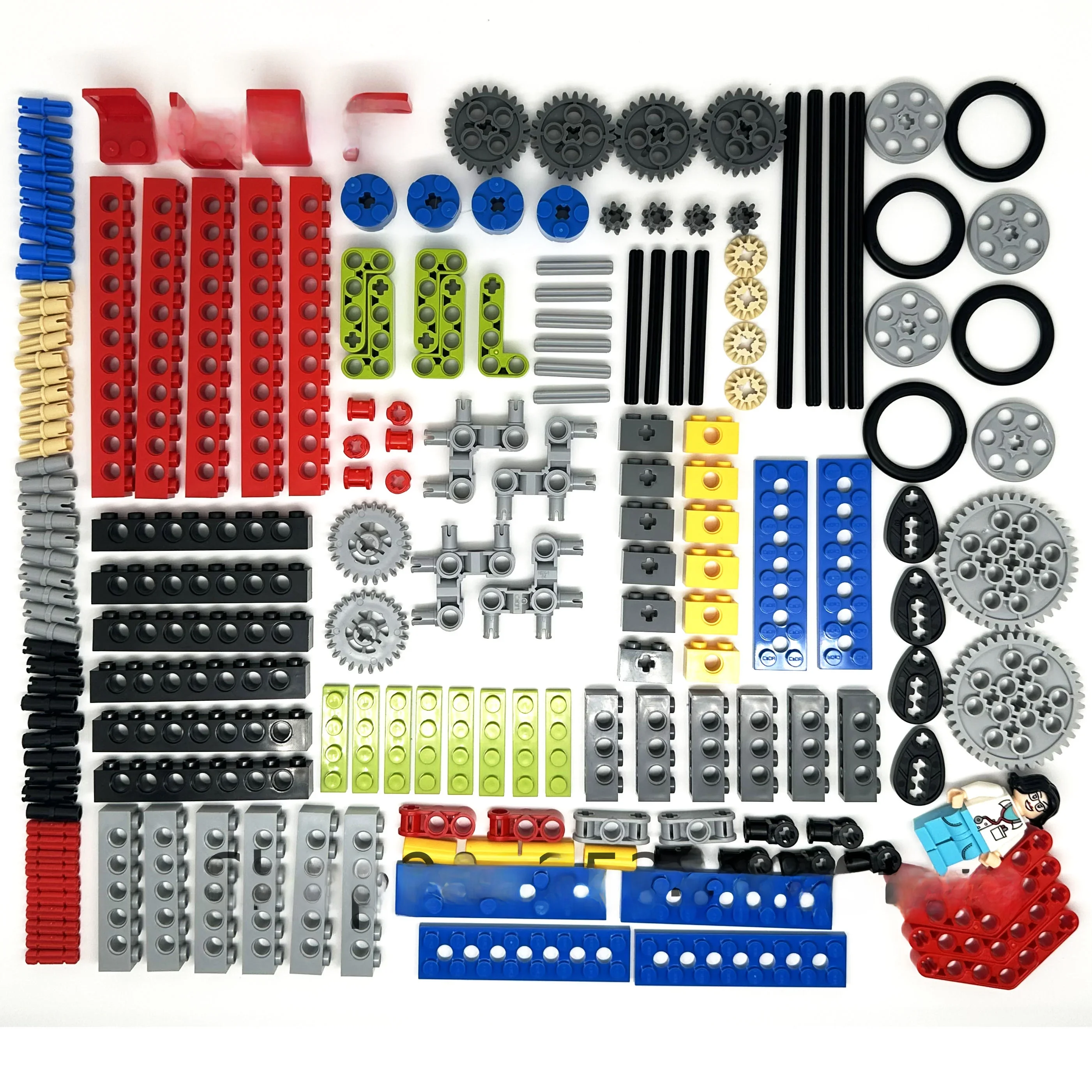 Blocs de construction en plastique de haute technologie, briques, pneus de voiture, équipement, bras de levage, faisceau, axe transversal, bricolage, assemblage MOC, ensemble de jouets technologiques