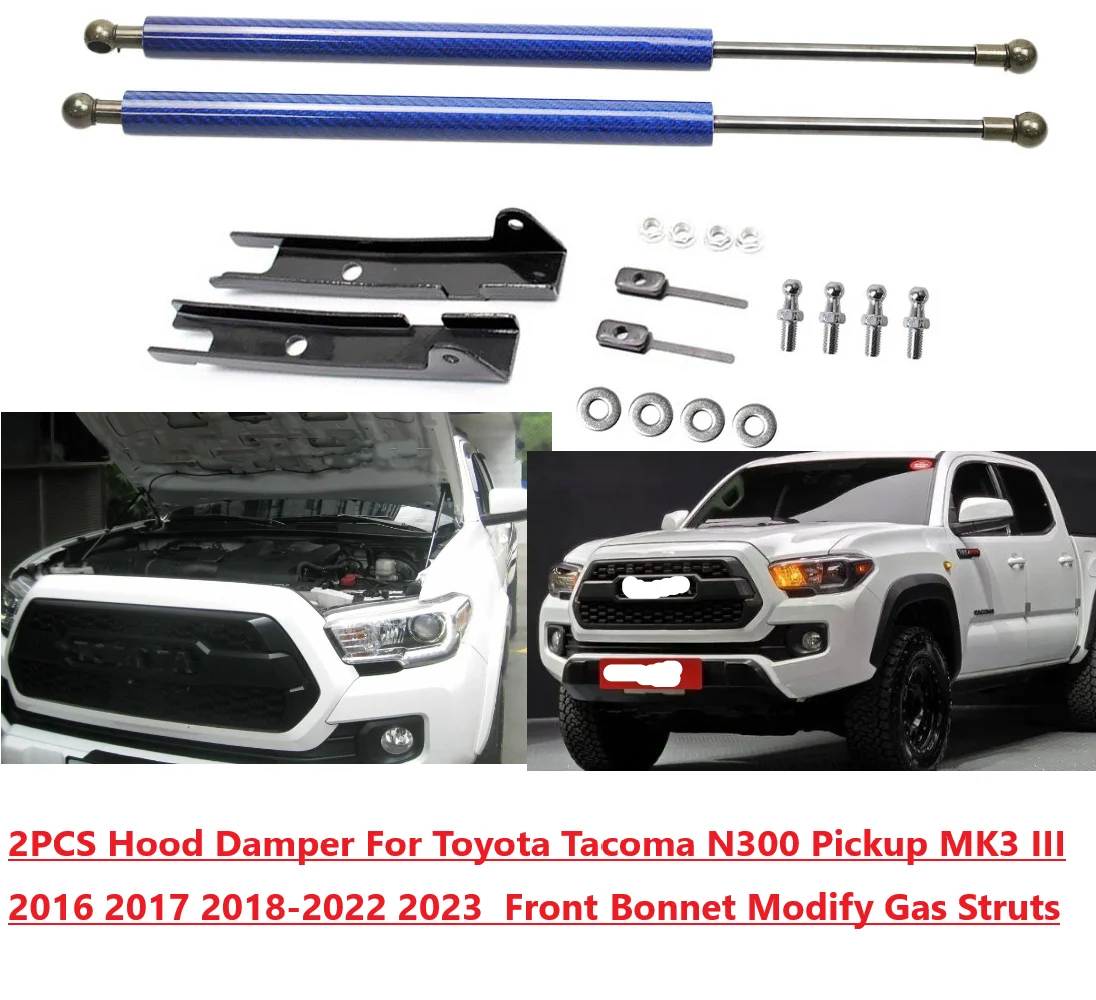 

2PCS Hood Damper For Toyota Tacoma N300 Pickup MK3 2015-2022 2023 Front Bonnet Modify Gas Struts Lift Support Shock Piston Rods