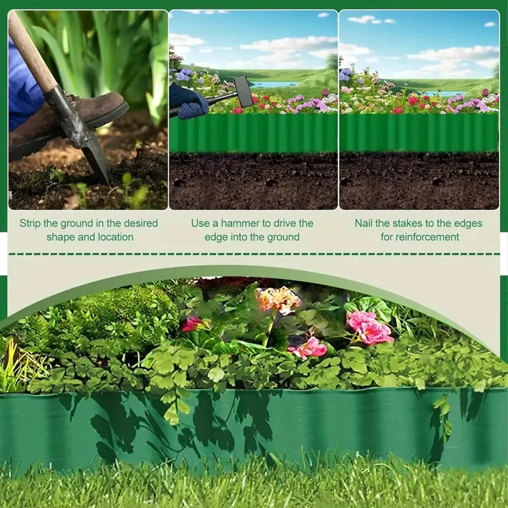 1 Rolle Rasenkante aus Kunststoff, gewellte Gartenbegrenzung, Blumenbeet-Zaun für Rasen und Gemüsegarten, DIY – Detail 1