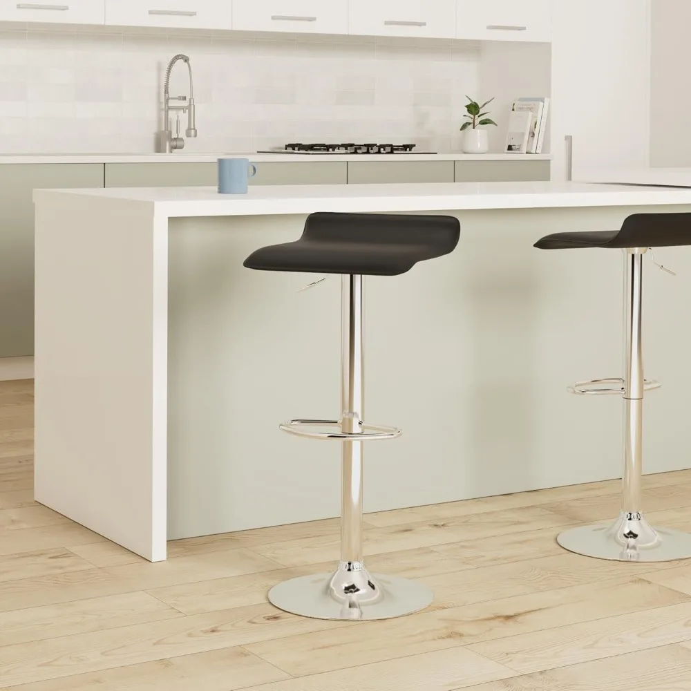 

Bar Stools Set of 2, Swivel Adjustable Contemporary Bar Chairs, Modern Backless Chrome Hydraulic Counter Bar Stools with PU Padd