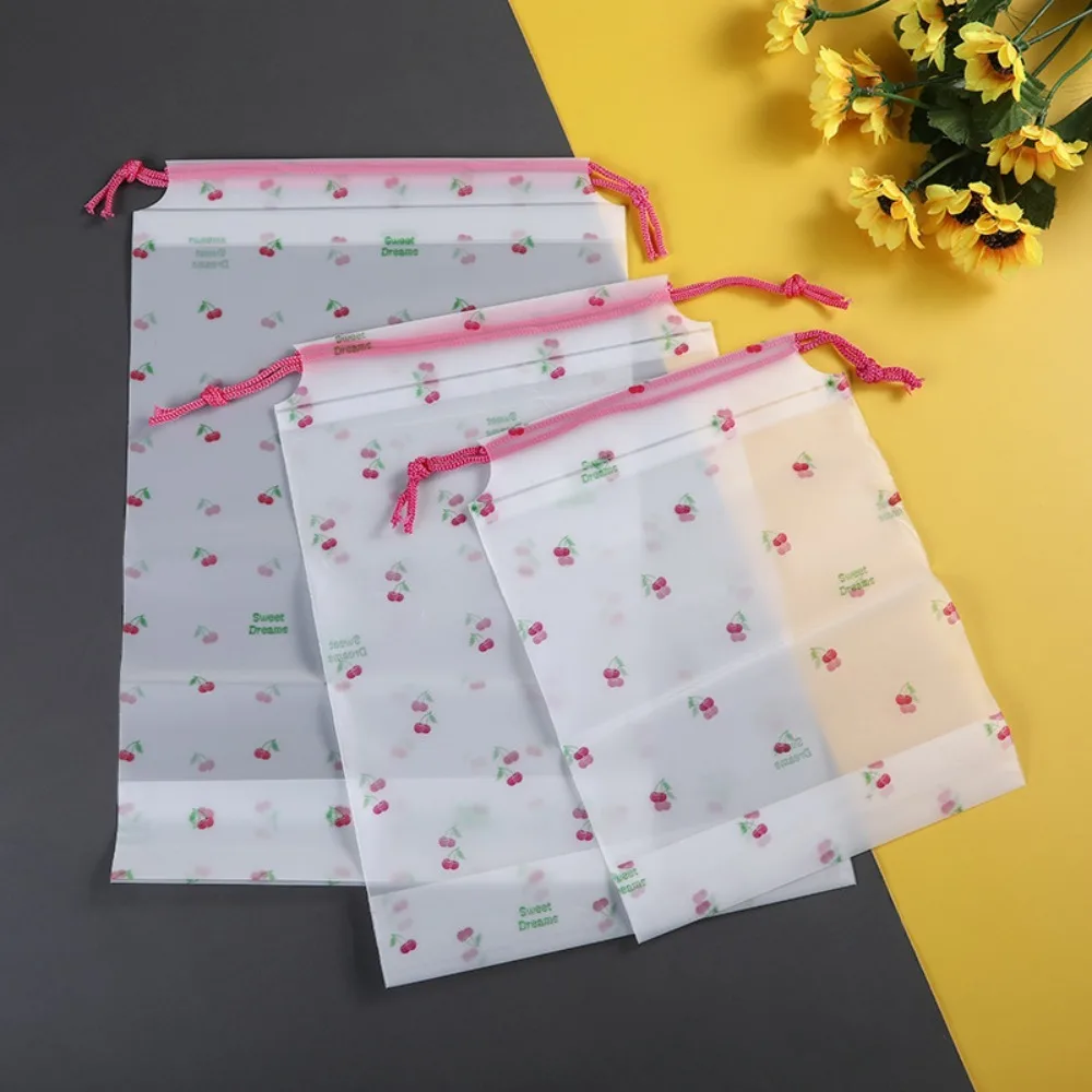 Bear Drawstring Bag Simple Transparent EVA Frosted Drawstring Pouch Semi Transparent Storage Bag for Daily Organizer
