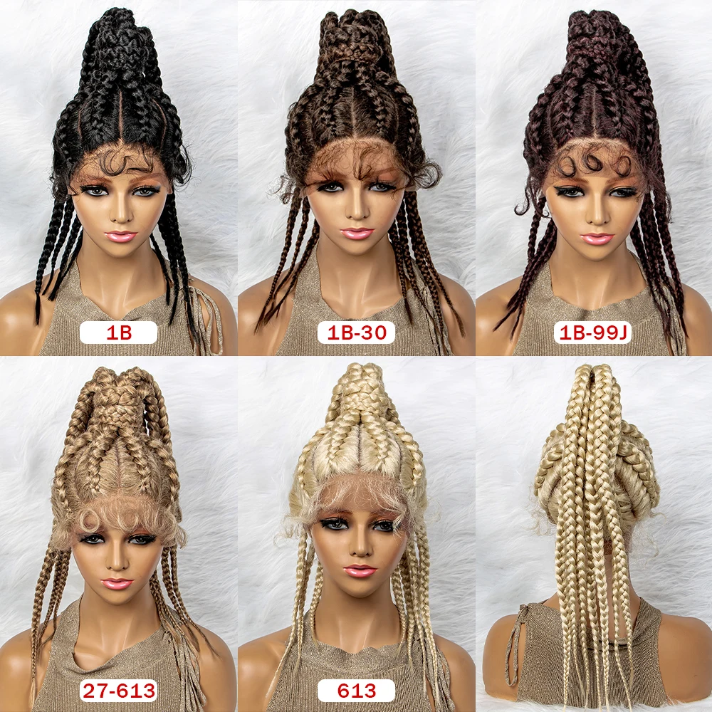 Braided Wigs Synthetic Lace Front Wigs 24inches Braided Ponytail Wigs African Braiding Hair With Baby Hair Ponytail hair Wigs