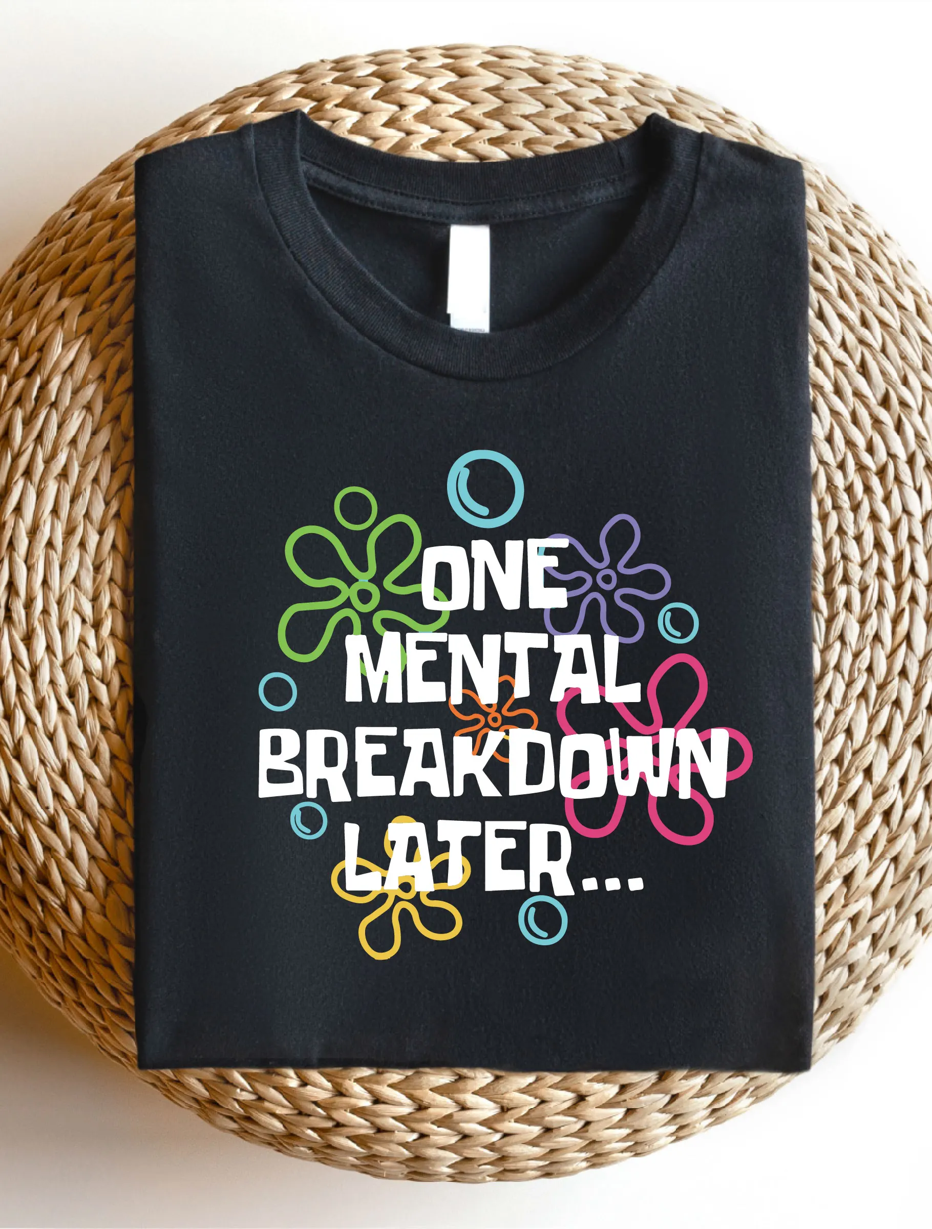 Mental Breakdown Shirt, Women Casual Letter Print T-Shirt, Graphic Design Tee