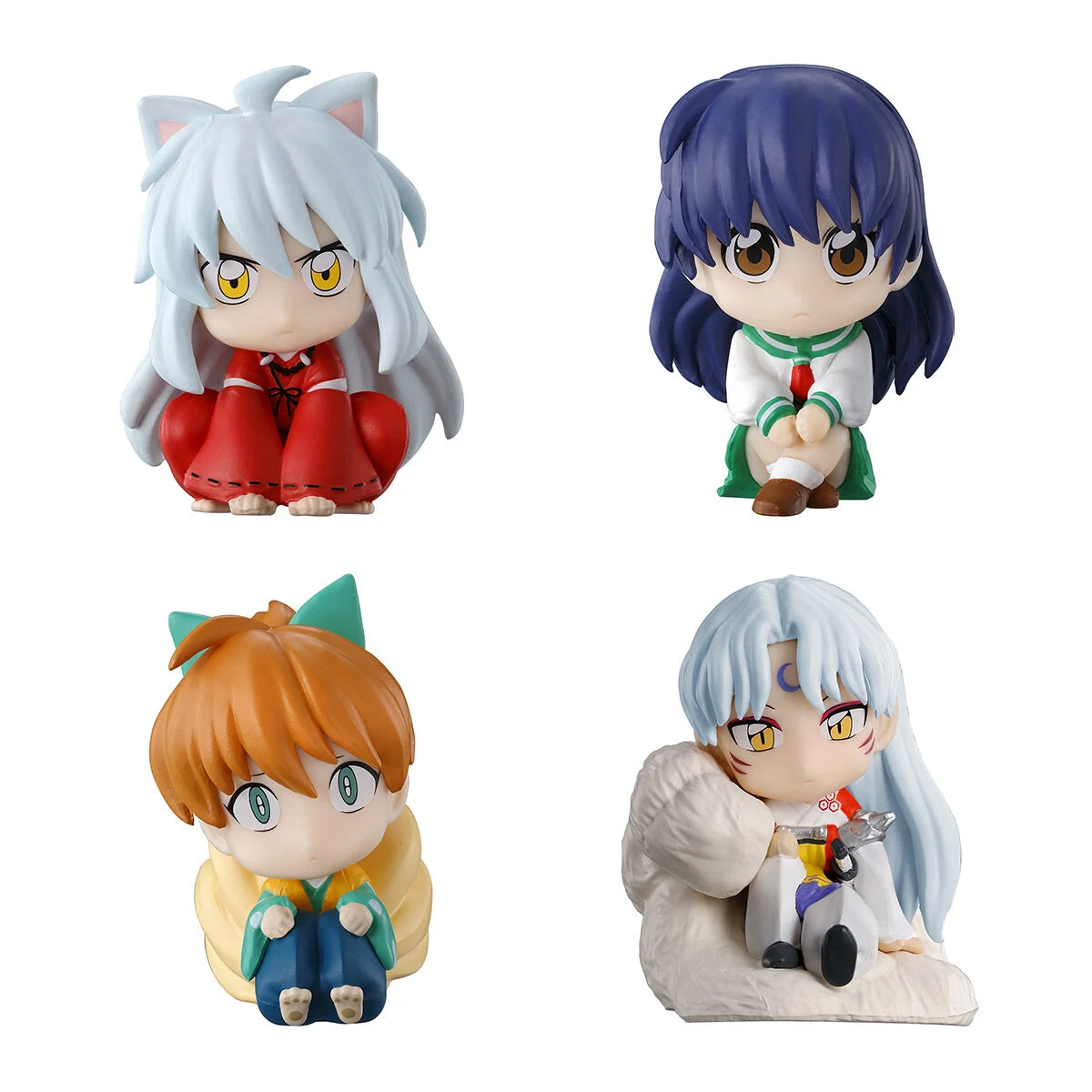 Inuyasha Anime Kagome Sesshoumaru Inu Yasha Shippou figura sentada productos originales figura pequeña cápsula juguetes regalo