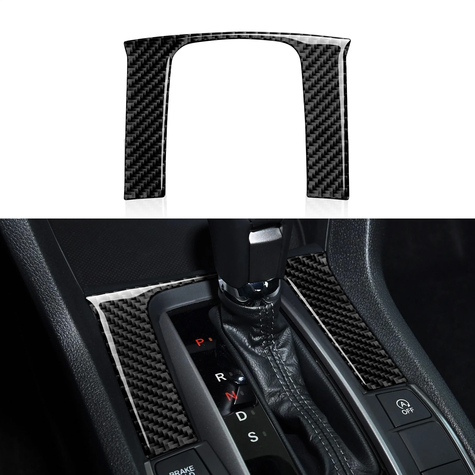 

Carbon Fiber Sticker Car Gear Shift Panel Cover Trim Decal for Honda 10th Gen Civic 2016 2017 2018 2019 2020 2021 Accessories