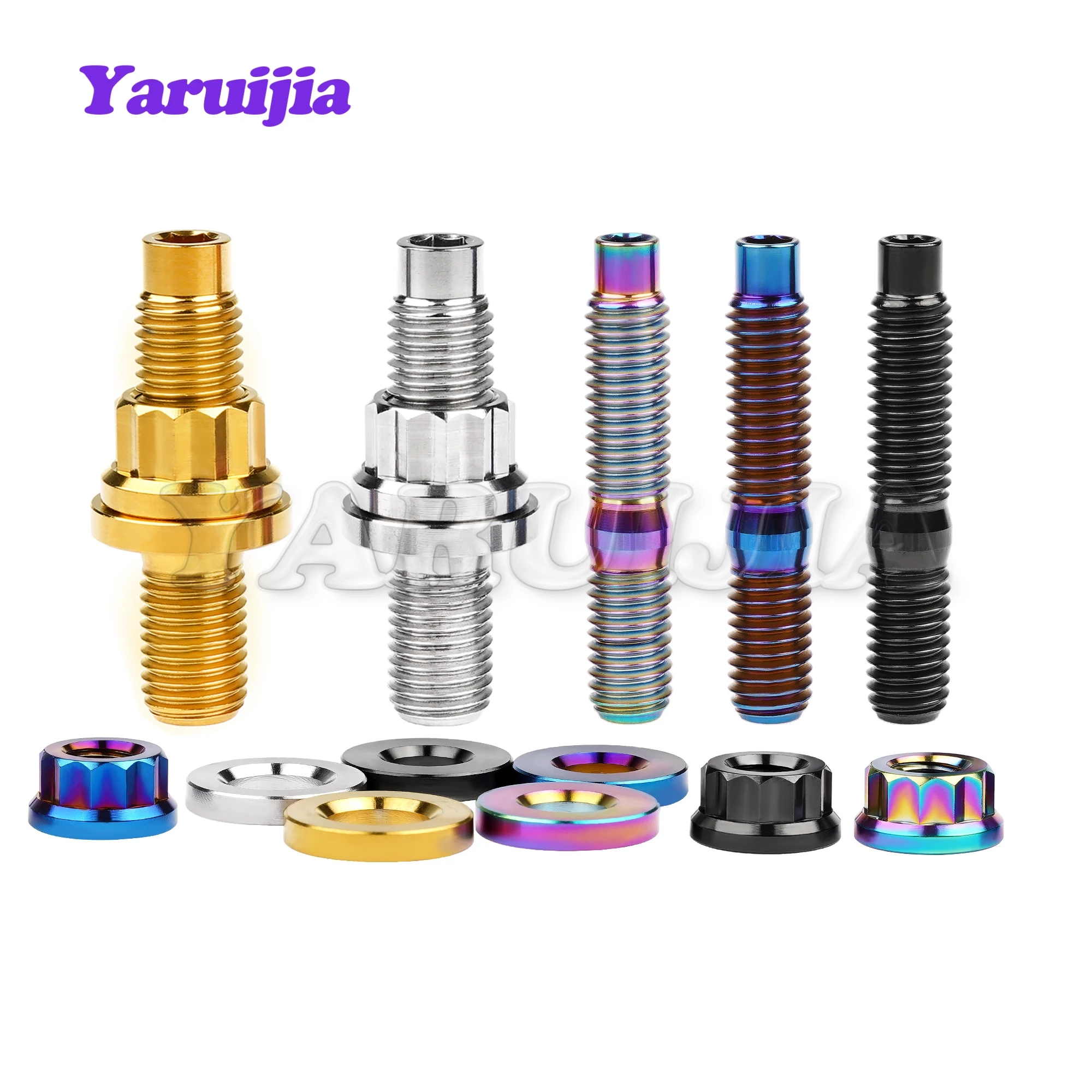 Yaruijia ไทเทเนียม Bolt M8/M10 Hex รถจักรยานยนต์น้ํามันท่อระบายน้ําสกรูหน้าแปลน Nut Universal สําหรับสายเบรค Caliper Master กระบอก