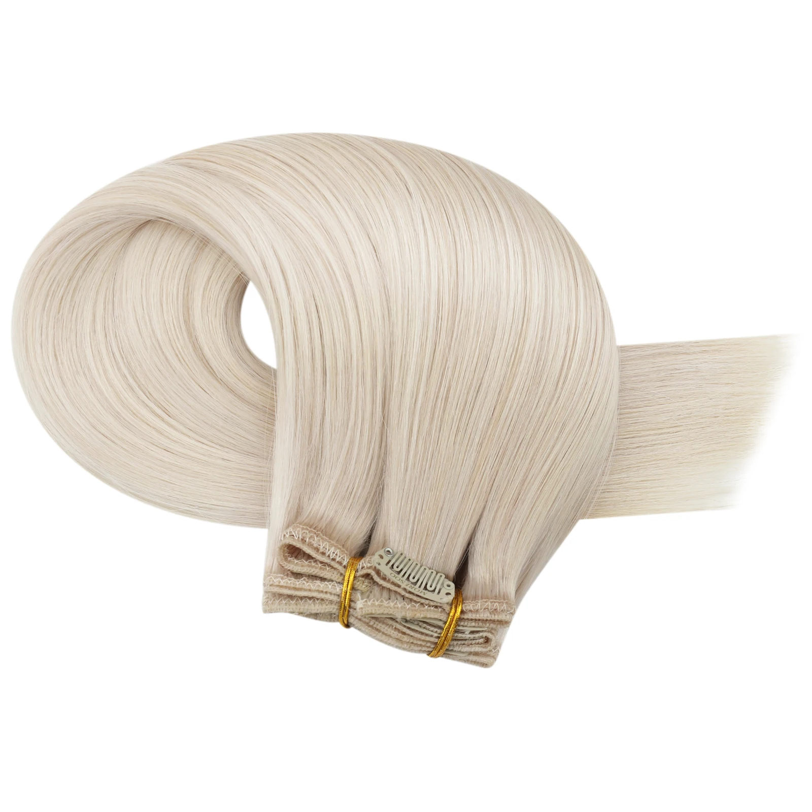 Moresoo Clip in Human Hair Extensions 10-24 inch Machine Remy Menselijk Haar Braziliaanse Doule Inslag Onzichtbare Set Recht 5/7 Stuks 100G - afbeelding 1