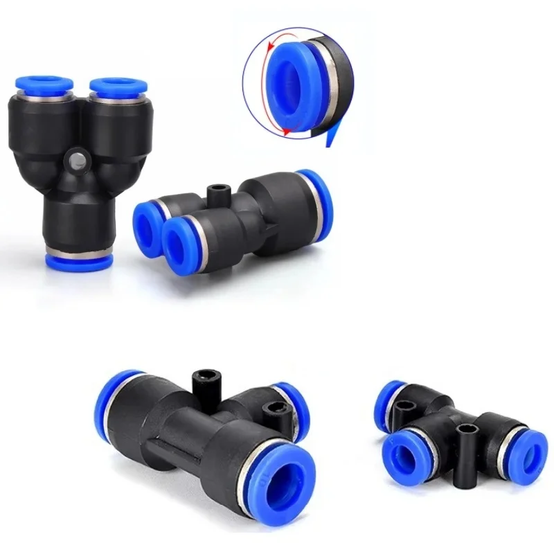 5/10 pièces PY PE série T Y en forme de T 4 6 8 10 12 16mm 3 voies Port connecteur de tuyau pneumatique Tube tuyau d'air raccords à dégagement rapide