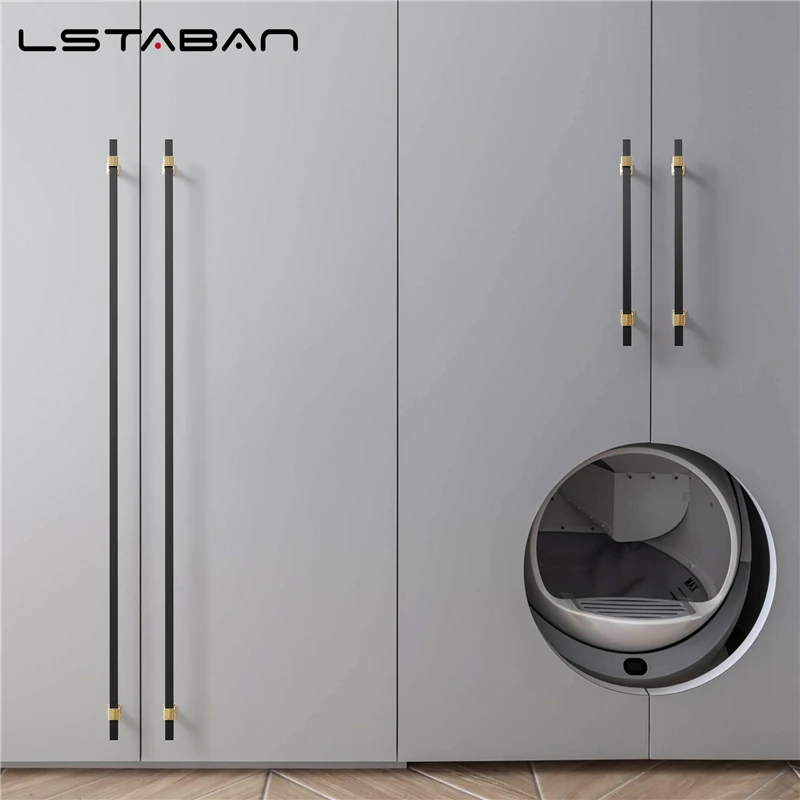 Fashion Euro Black Gold Cabinet Pulls Zinc Alloy Kitchen Cabinet Handles Drawer Knobs Furniture Wardrobe Door Lengthen Handles