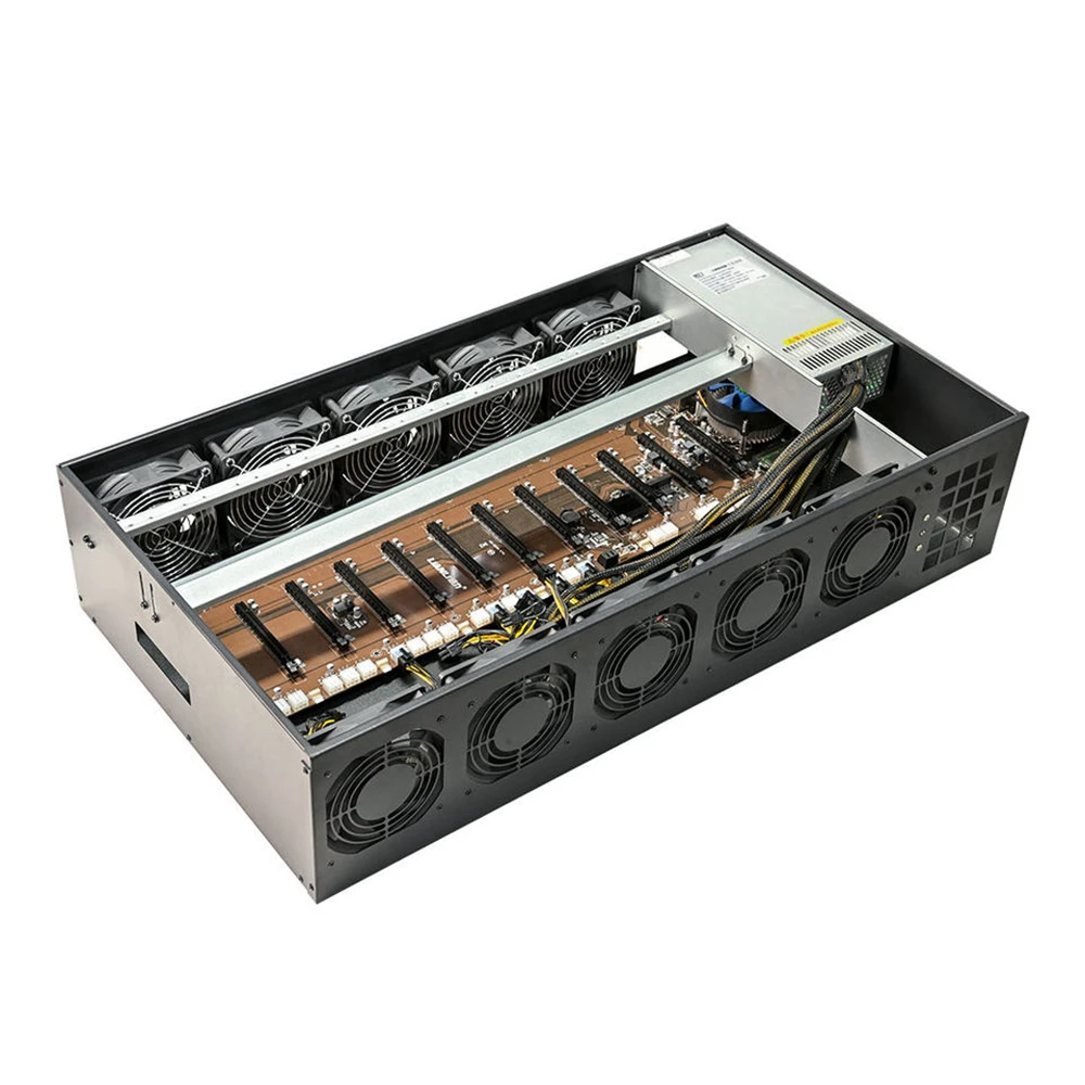 12Bay GPU Rig 5.5cm 마더 보드 서버 섀시, 3300W 8G + 128GB LGA1151 3900CPU GPU 케이스 포함