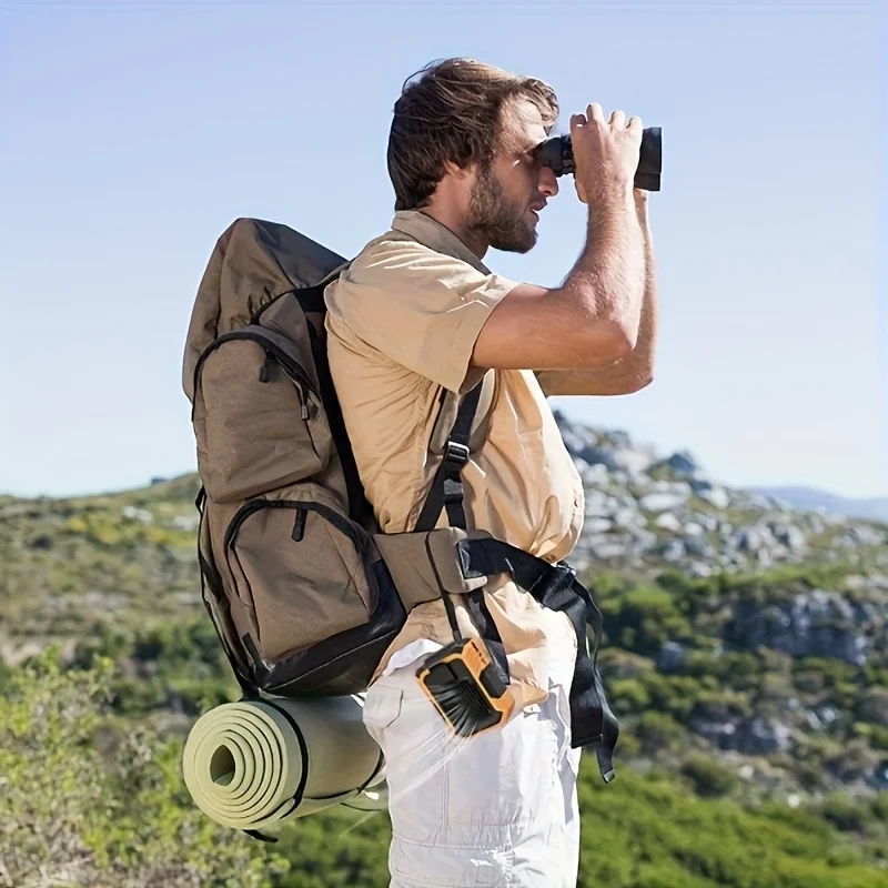 مروحة معلقة على الخصر، مروحة متعددة الوظائف ثلاثة في واحد قابلة لإعادة الشحن عبر USB، مع نفخ وإضاءة وإمدادات طاقة وتبريد سريع صامت