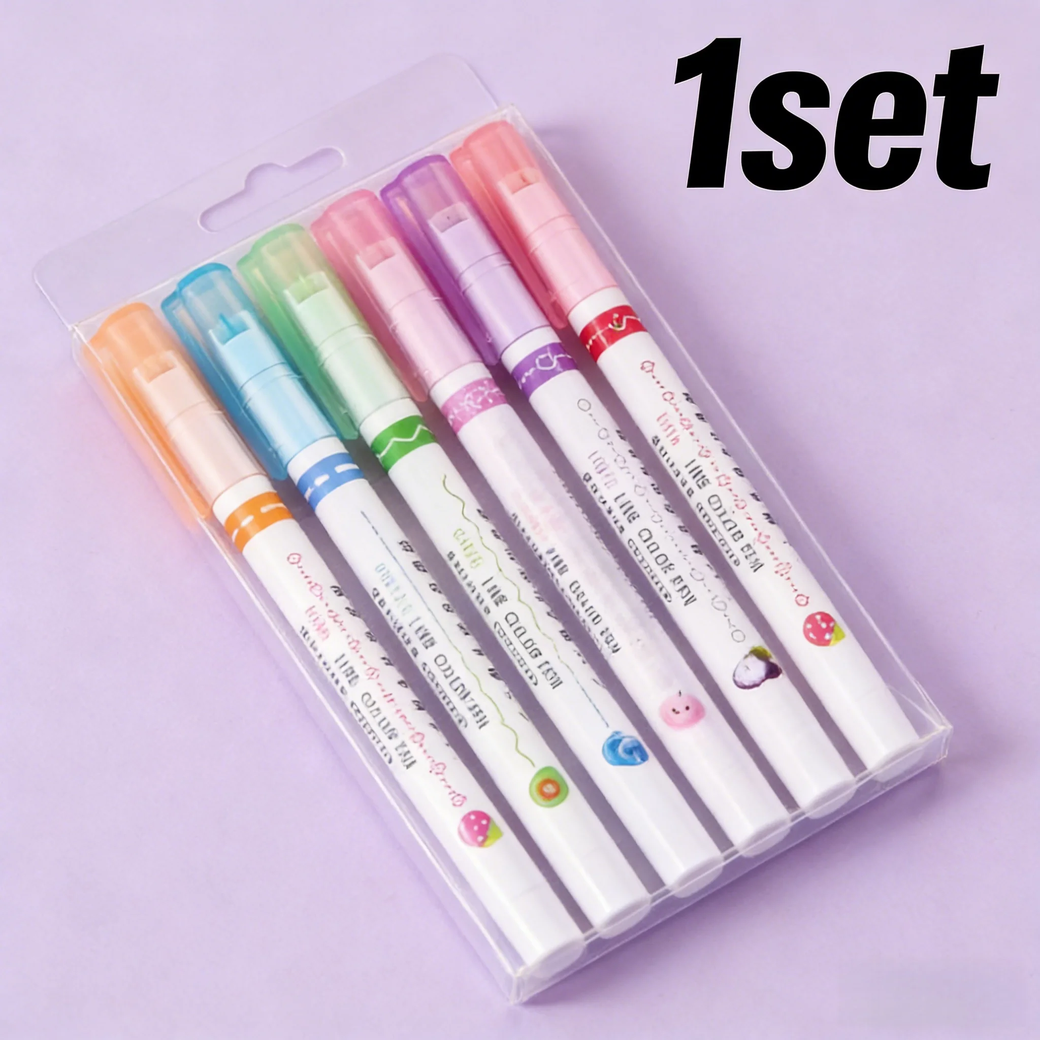 Six pastel contour pens for creative line drawing. Perfect for handmade journals, decorative tags
