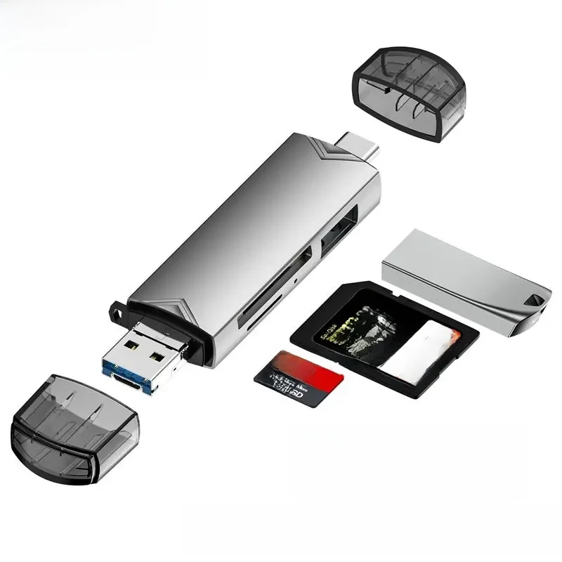 Elough-Lecteur de carte USB 3.0 6 en 1, carte SD TF, clé USB, adaptateur OTG pour PC, téléphone portable, convertisseur USB Type C