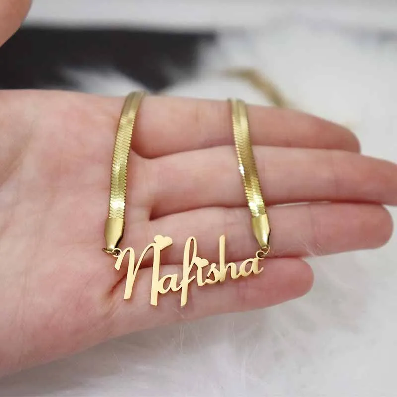 اسم مخصص قلادة Necklace4mm ثعبان سلسلة للنساء شخصية اسم قلادة المختنق الفولاذ المقاوم للصدأ مجوهرات الزفاف هدية