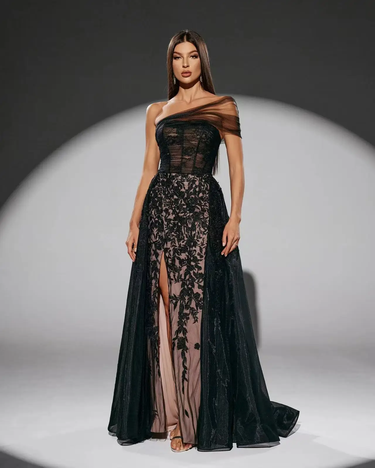 Shalimar Zhang 블랙 긴 럭셔리 드레스 파티 드레스 여자 가운 다이아몬드 여성을위한 수제 웨딩 파티 맞춤형