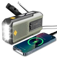 Radio meteorológica de emergencia, Radio multifuncional FM AM WB, manivela, carga USB Solar, Banco de energía de 2000mAh, linterna LED
