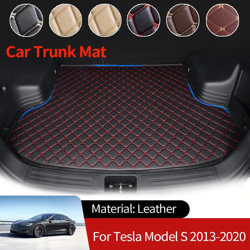

for Tesla Model S 2013~2020 Leather Car Boot Liner Cargo Front Tail Box Trunk Mats Luggage FLoor Waterproof Carpets Accessories