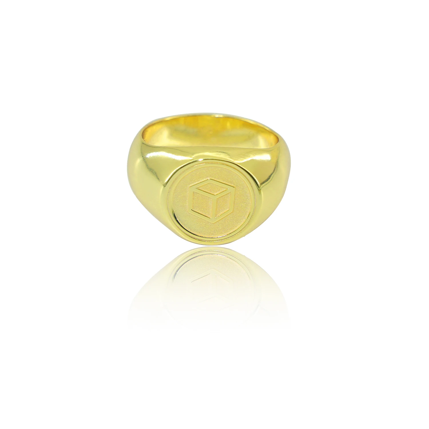 925 Silver Men Ring With 18K Gold Plated Accept Customer's Logo Designing 3D Fashion Ring For Father Gift